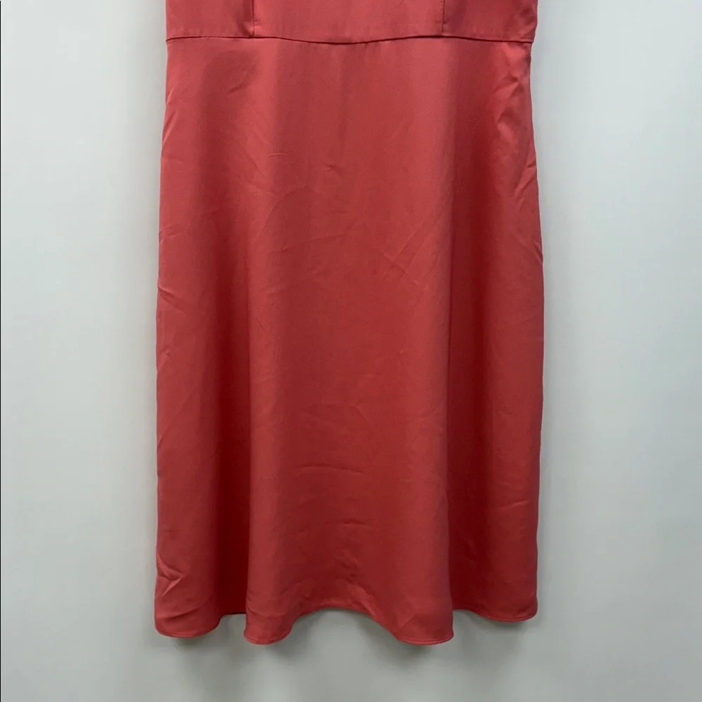 Ann Taylor Crepe Flutter Sleeve A-Line Flowy Flare Midi Dress Coral Pink 12P